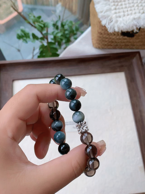 Hawk’s Eye Smoky Quartz Crystal Bracelet – Energy Grounding - Image 3